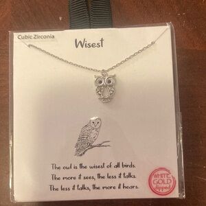 White gold dipped Owl Necklace.